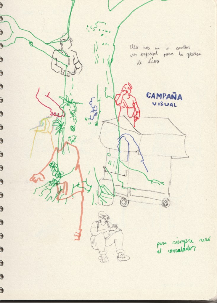 Notebook's anotations of the enviroment, made with colors and mixed technique