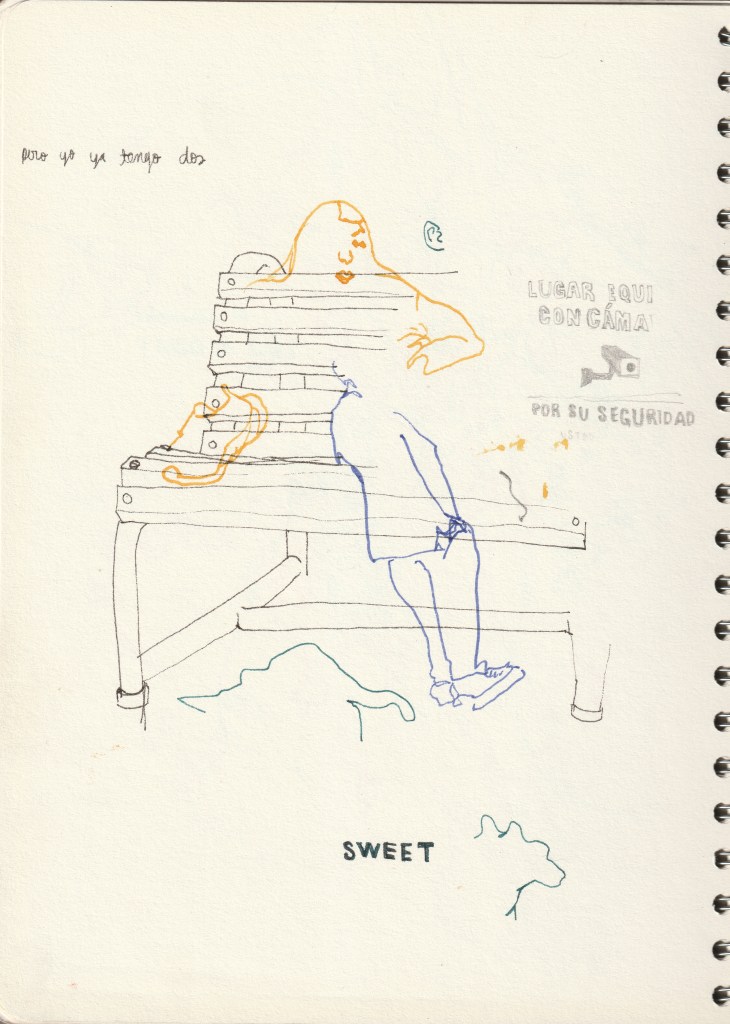 Notebook's anotations of the enviroment, made with colors and mixed technique