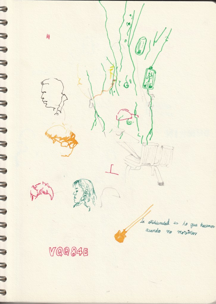 Notebook's anotations of the enviroment, made with colors and mixed technique