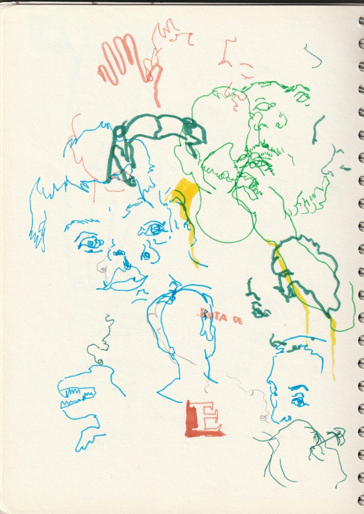 Notebook's anotations of the enviroment, made with colors and mixed technique