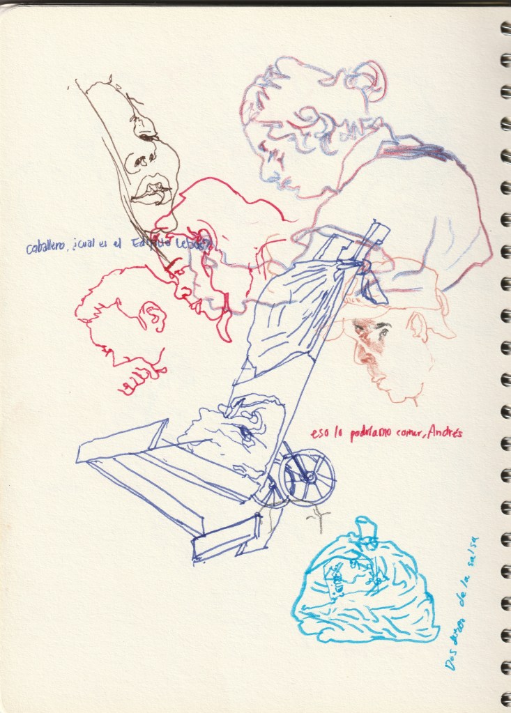 Notebook's anotations of the enviroment, made with colors and mixed technique