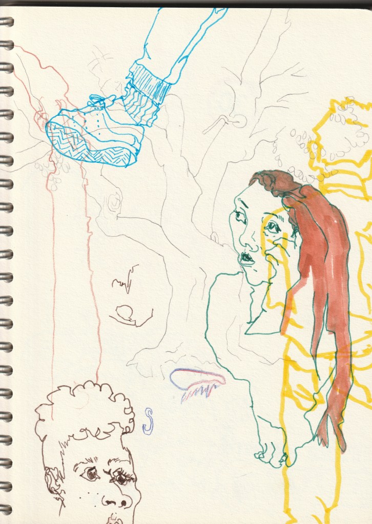 Notebook's anotations of the enviroment, made with colors and mixed technique