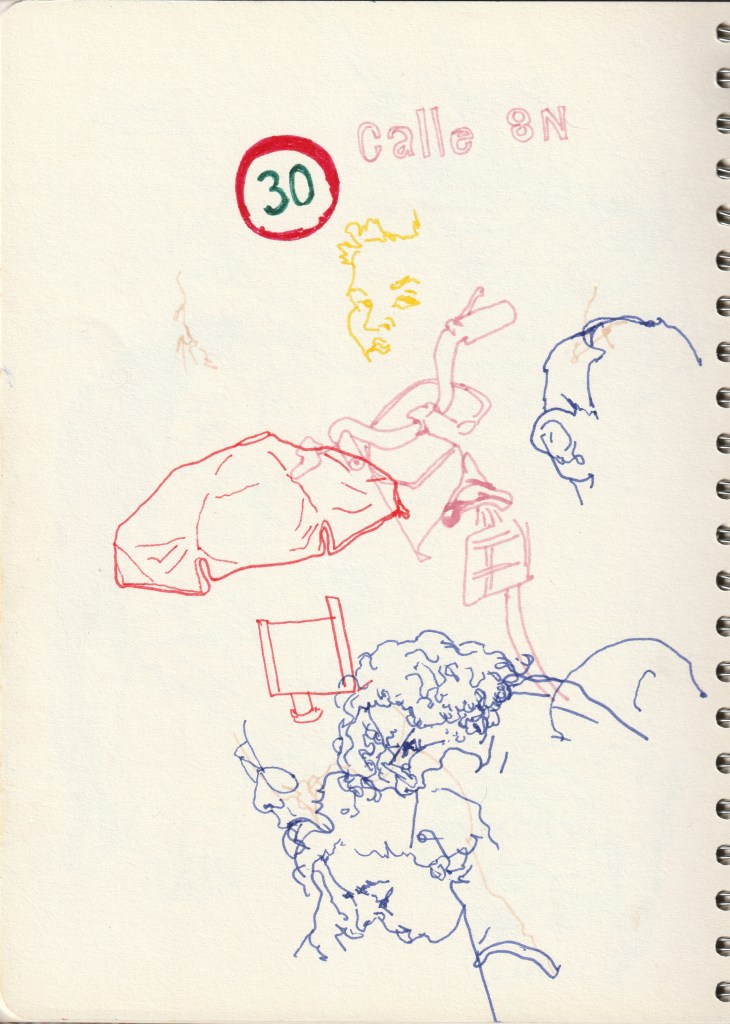 Notebook's anotations of the enviroment, made with colors and mixed technique