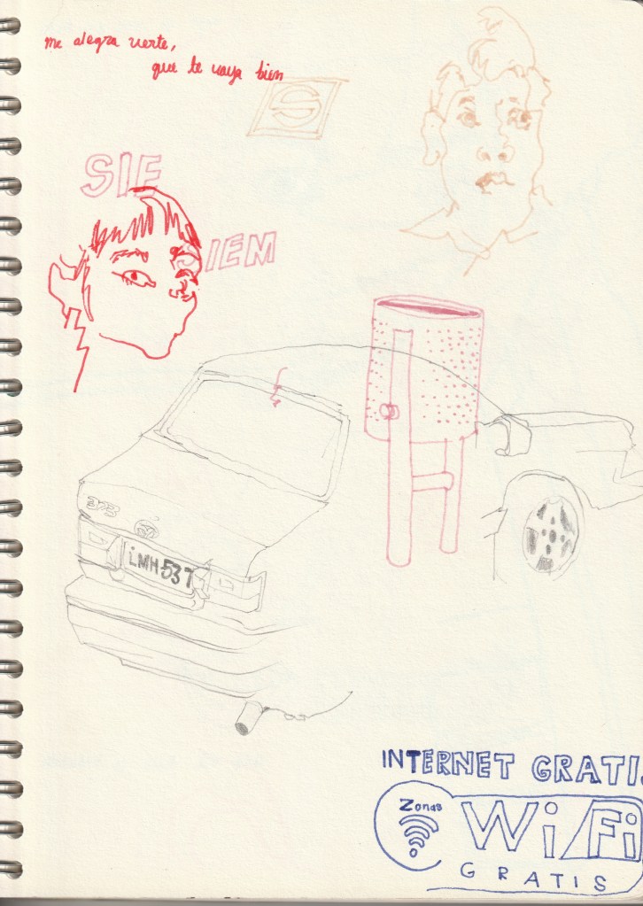 Notebook's anotations of the enviroment, made with colors and mixed technique