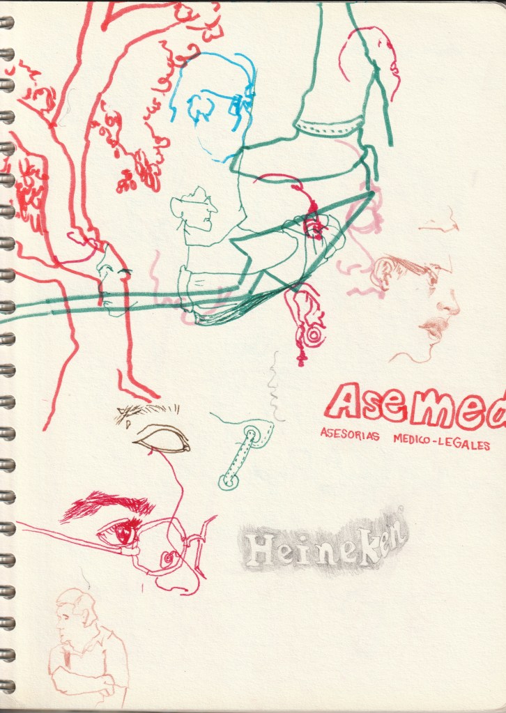 Notebook's anotations of the enviroment, made with colors and mixed technique